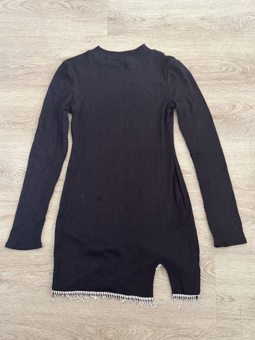 Zara Black Ribbed Cowl Neck Sweater Dress